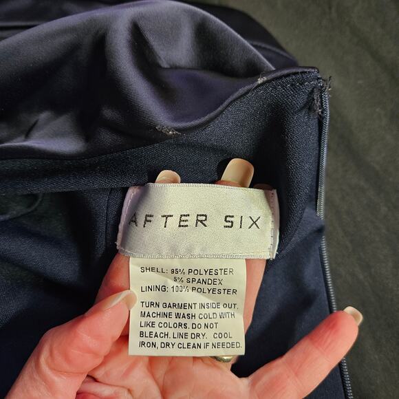 After Six Midnight Draped Sleeves Satin Gown Size XS NWT Formal Holiday Party - Picture 6 of 10